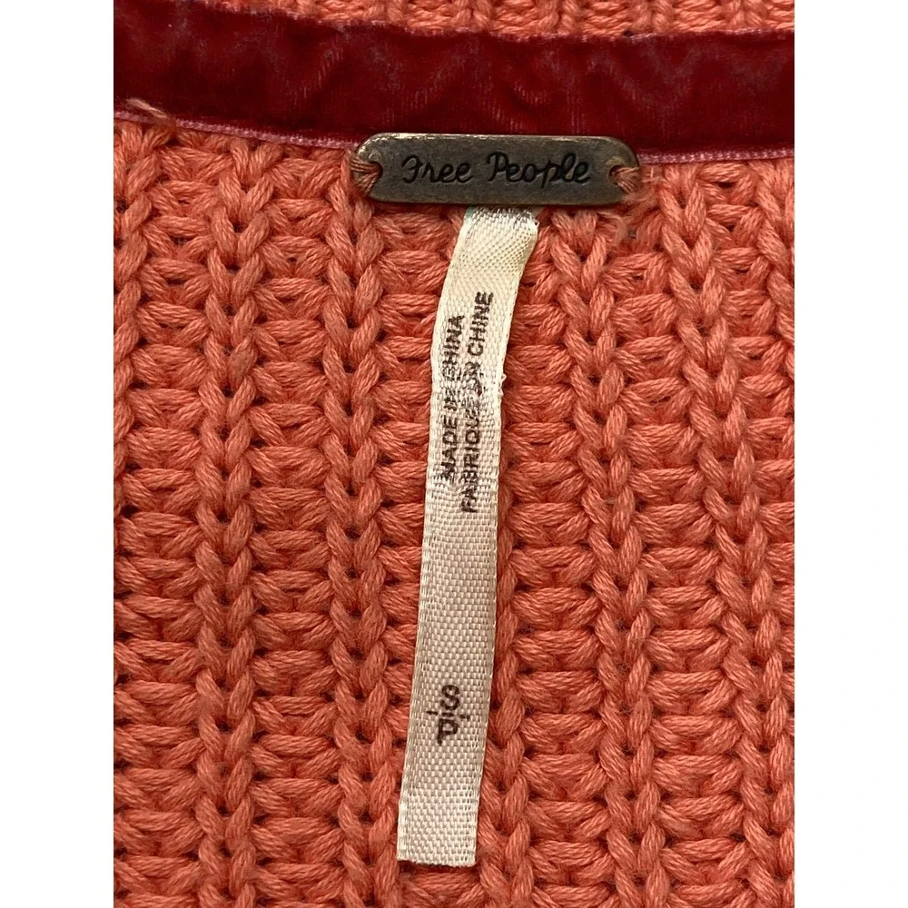 Free People Sweater Womens Small Orange V Neck Bell Sleeve Boho Knit Casual